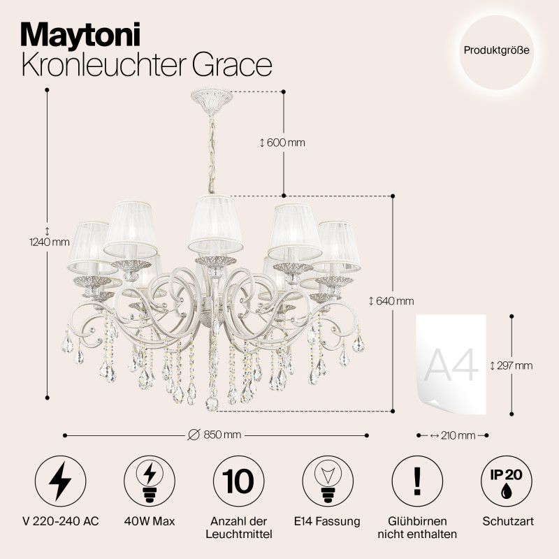 Люстра Maytoni ARM247-10-G Кремовое золото