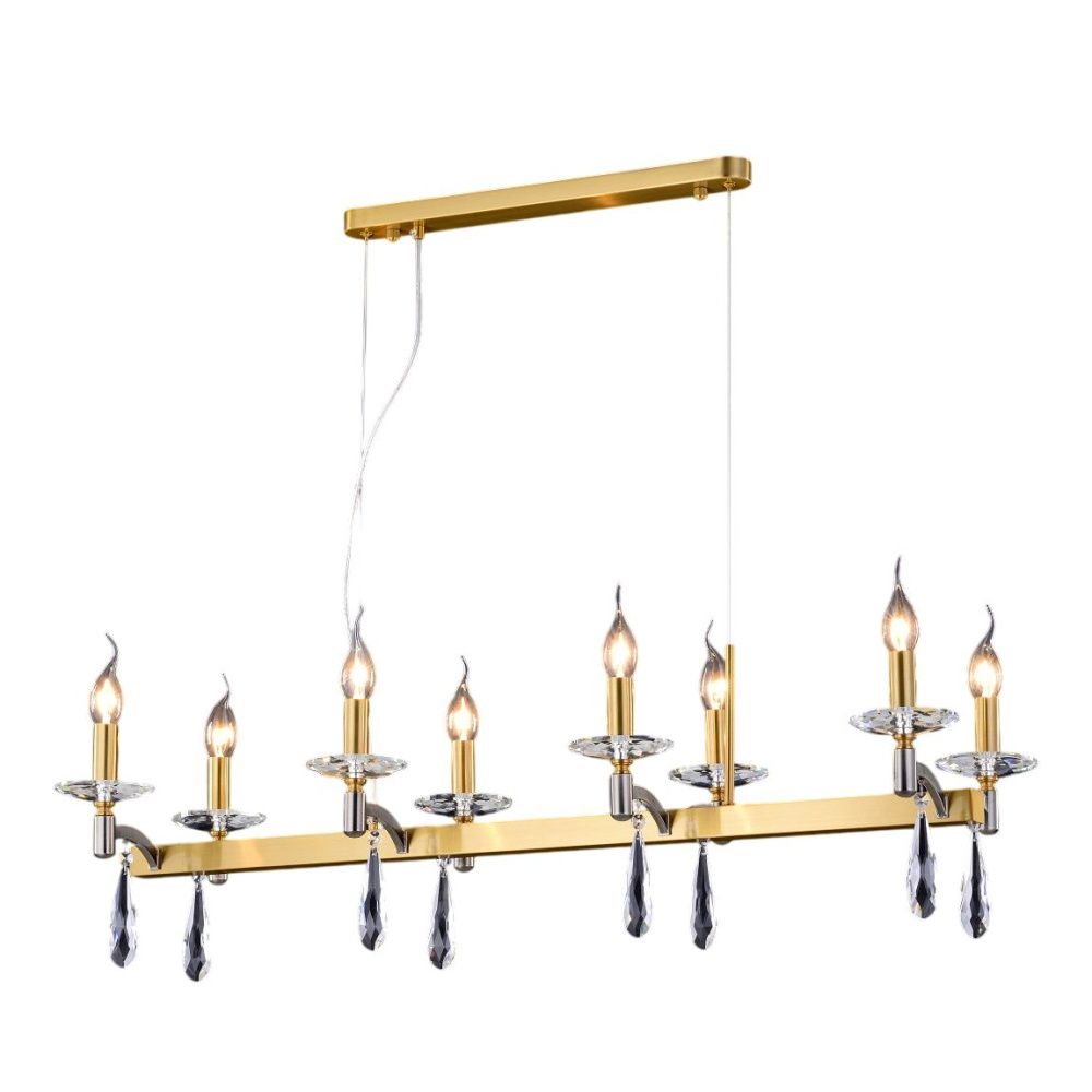 Люстра 94*33*124,8 см, 8*E14 Gerhort G21148/8L ASL+BRS+CL, Бронза, античное серебро;Прозрачный