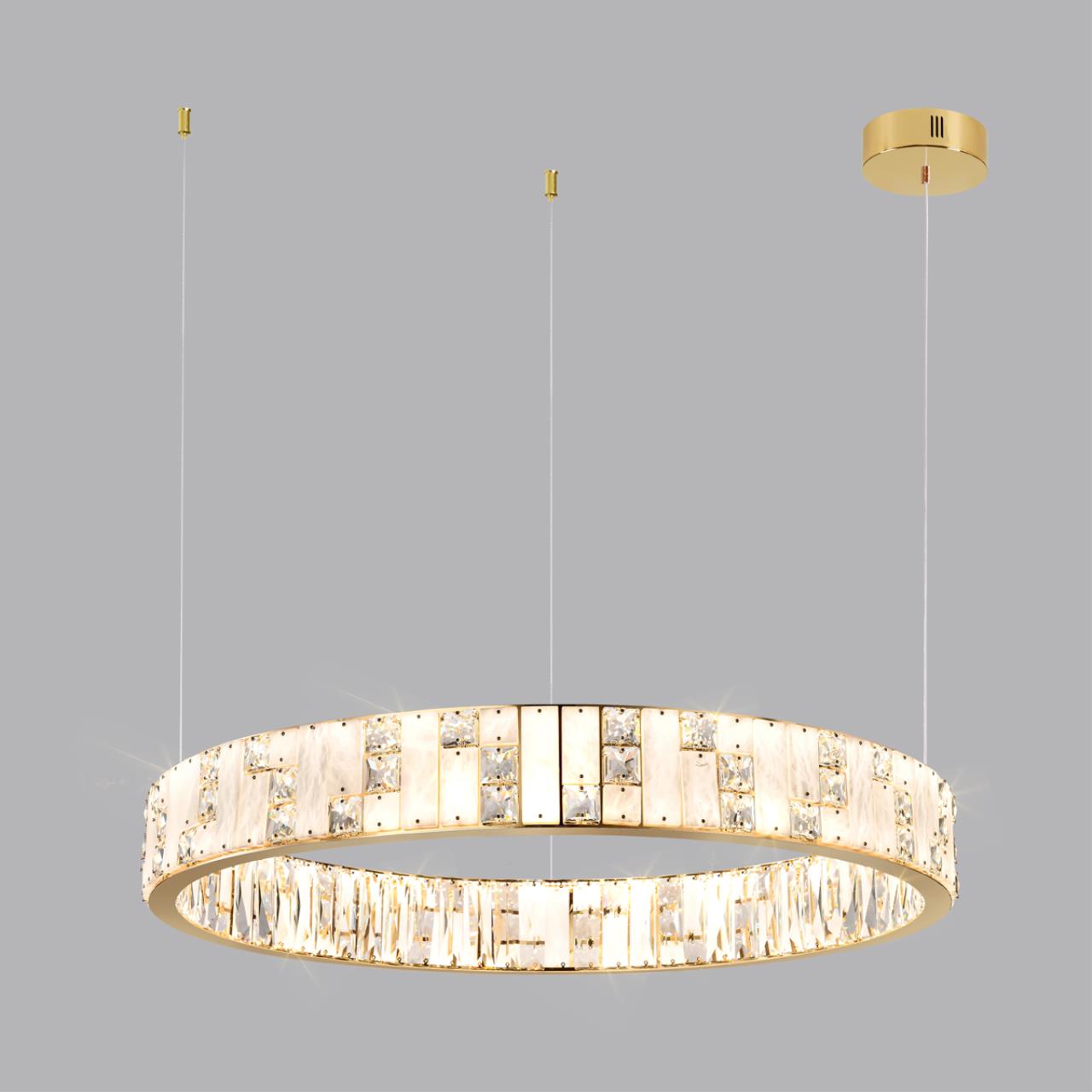 Люстра 60*60*100 см, LED 1*100W, 3700 К, Odeon Light Crossa 5072/100L, золото/прозрачный/белый