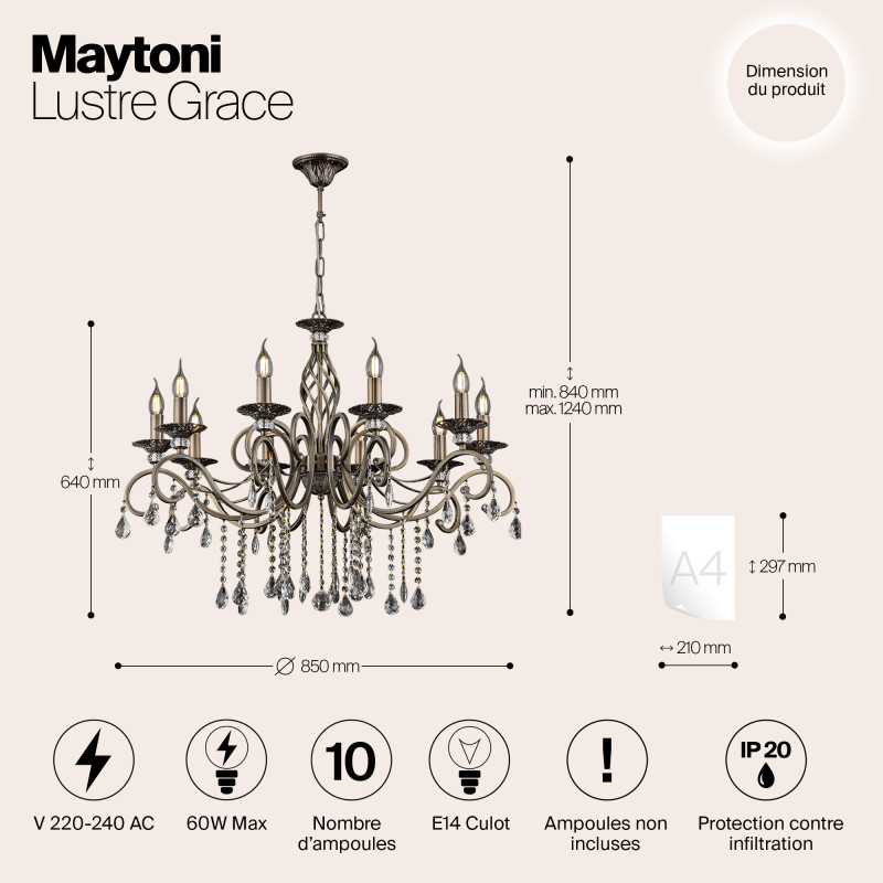Люстра Maytoni RC247-PL-10-R бронза