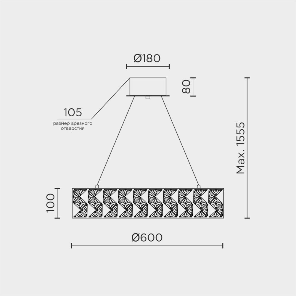 Люстра *60*10 см, LED*56W, 3000-6000K, Modelux  ML.335.600 CR, Хром
