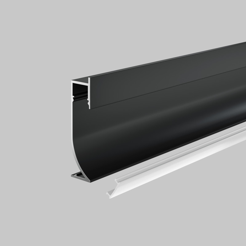 Алюминиевый профиль  Накладной 2000*53*13,8 мм для светодиодной ленты Maytoni Led strip Черный ALM-5314-B-2M