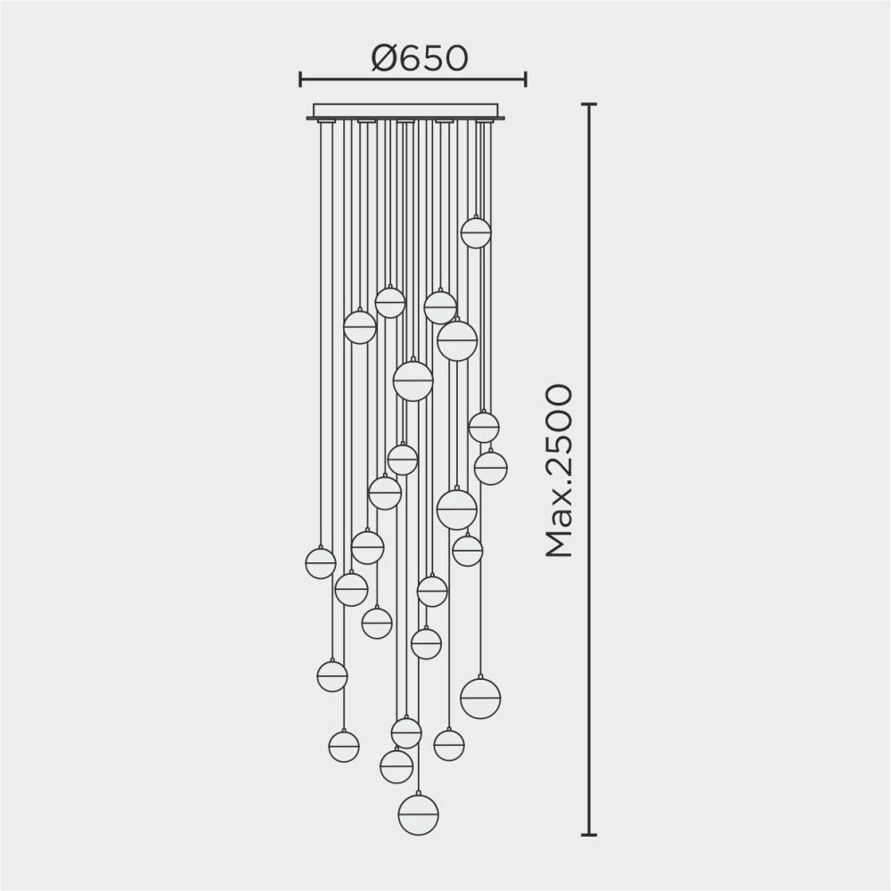Подвесная люстра 65*65*250 см, LED 240W, 4000K, Хром MODELUX ML.88938.25 CR