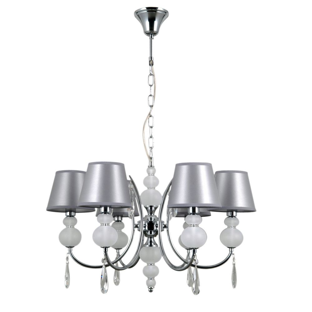 Люстра 64*64*80 см, 6*E14 Gerhort G11100/6CR+WT GR, Хром;Белый, прозрачный