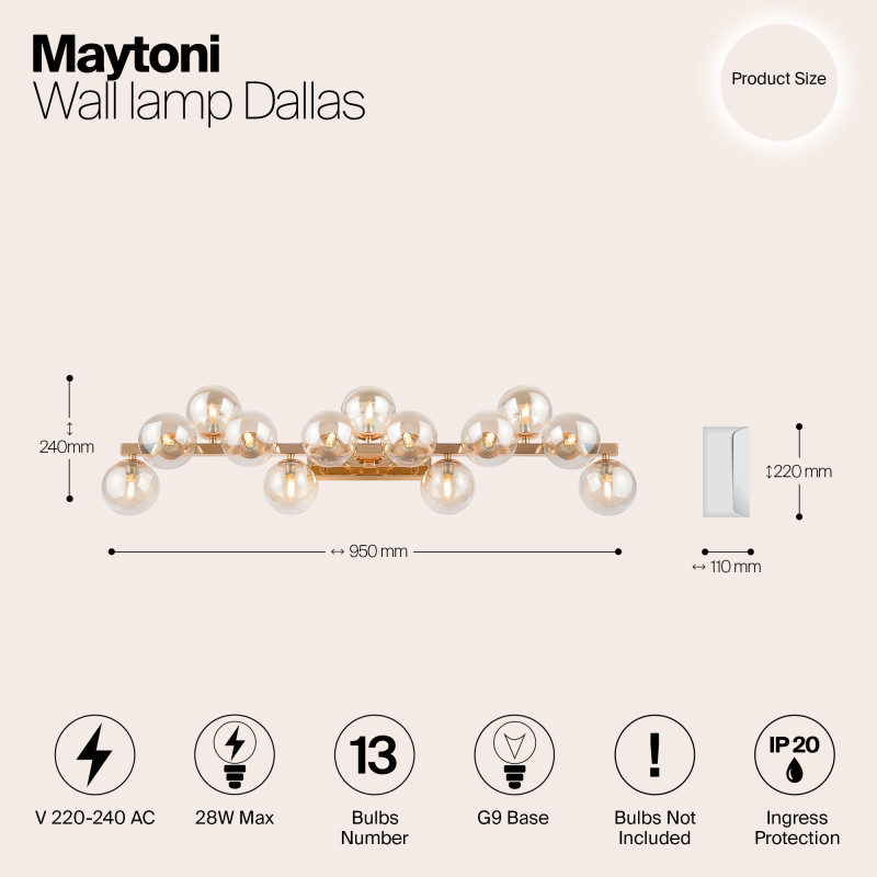 Бра Maytoni Dallas MOD547WL-13G, янтарный