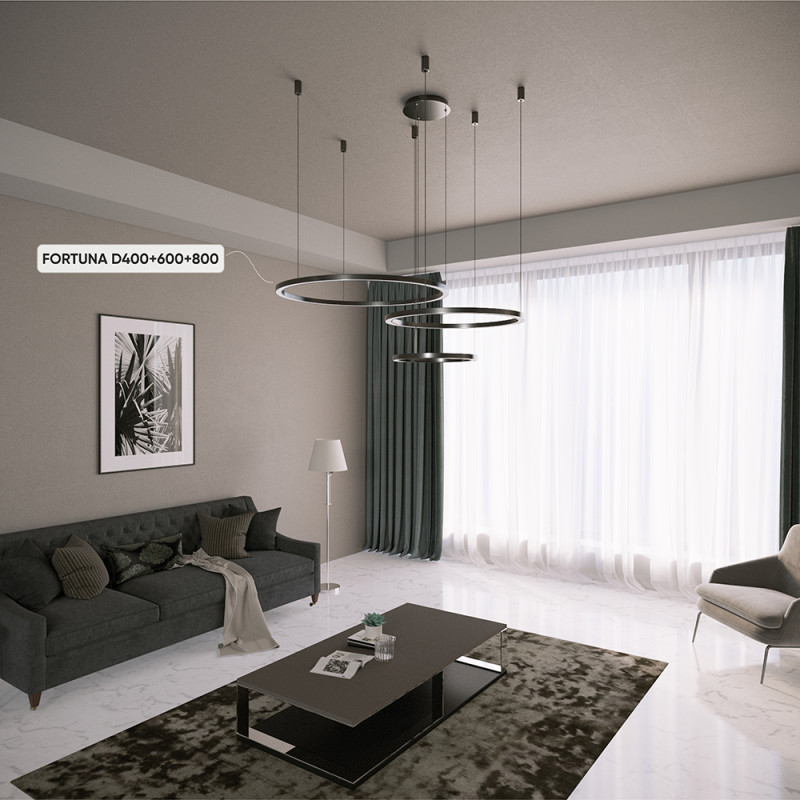Светильник 80 см, 158W, 3000-6300K, Crystal Lux FORTUNA SP158W LED BLACK, черный