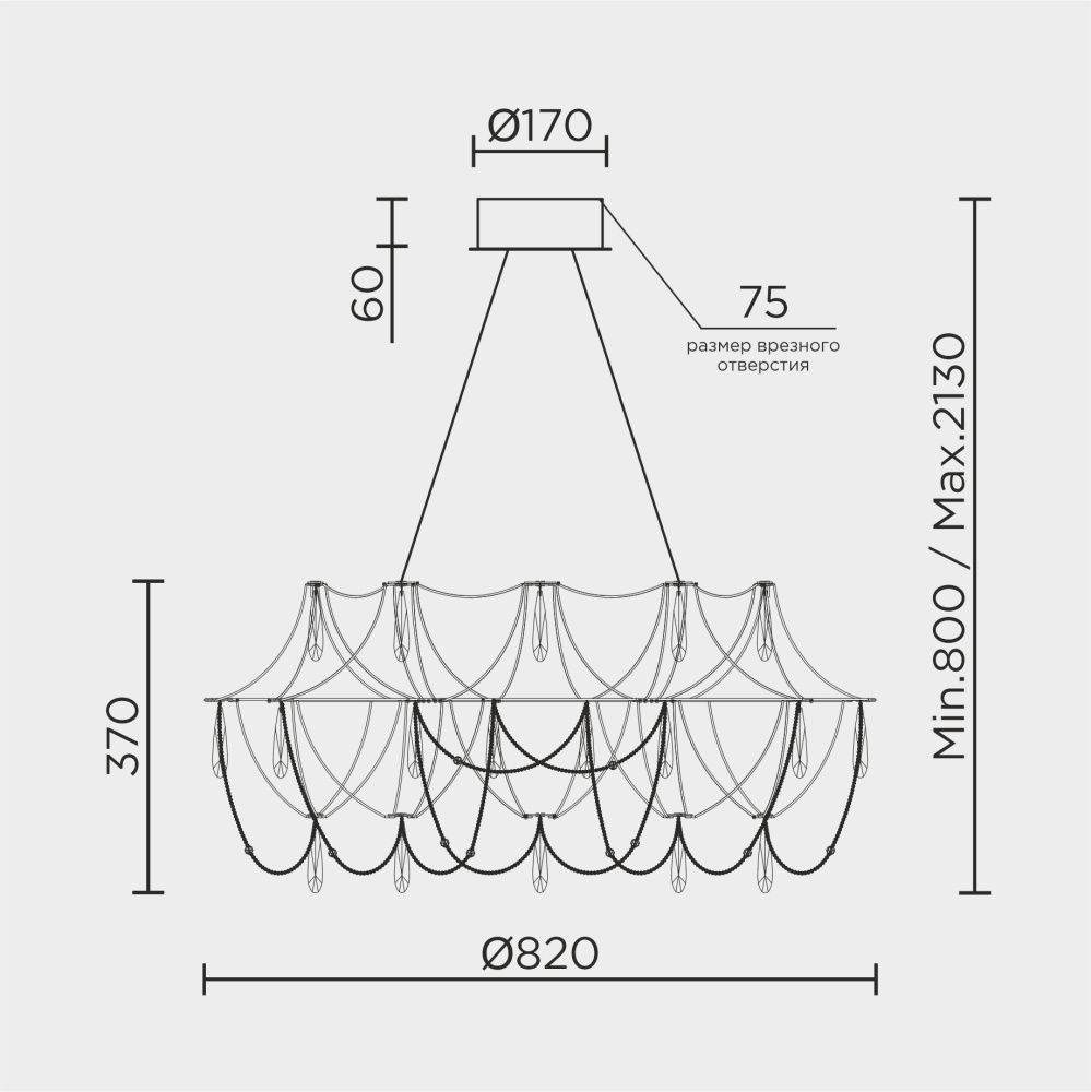 Подвесная люстра MODELUX premium ML.5603.800P СН