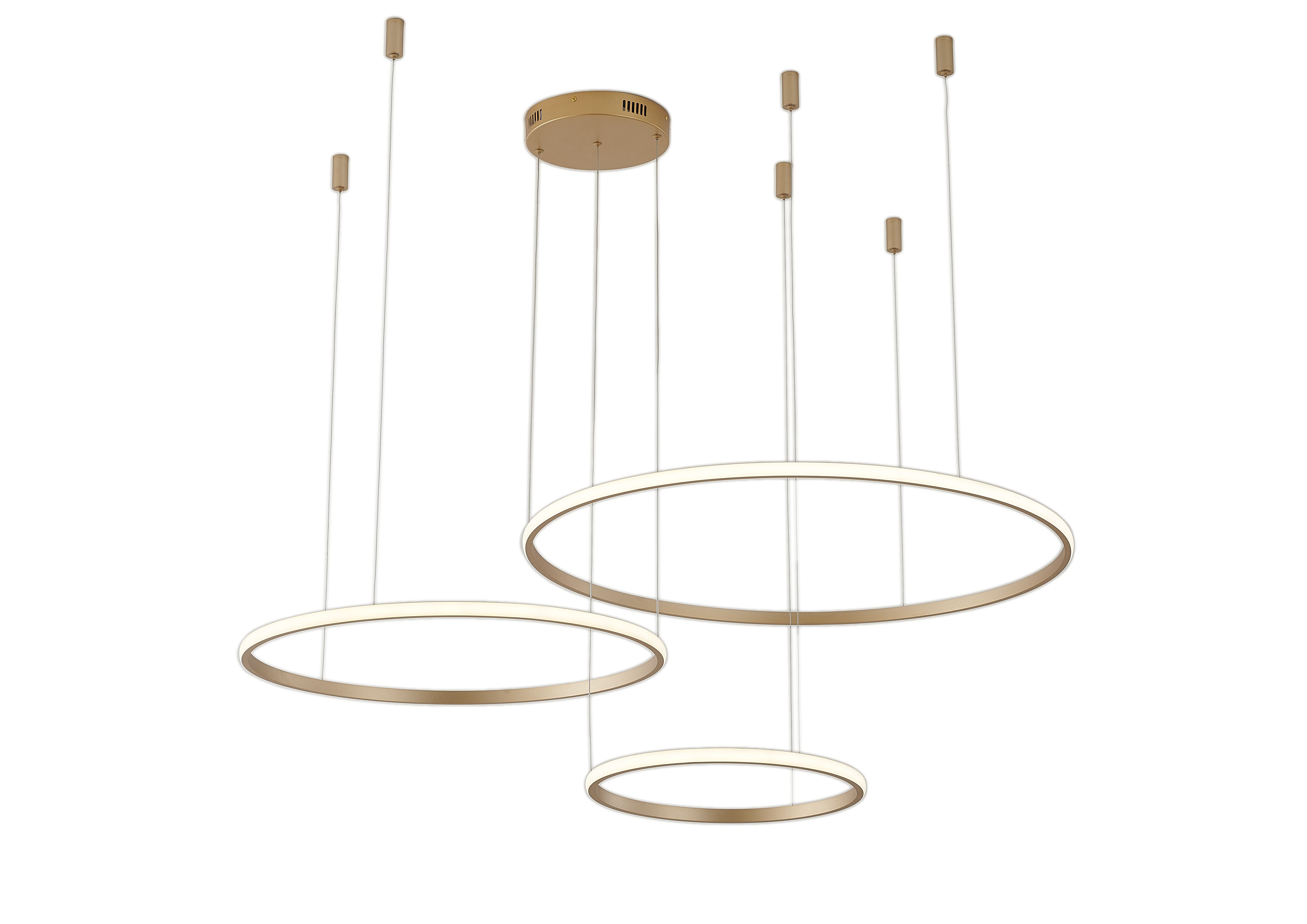 Светильник подвесной 20/40/60 см, LED 75W 4000K матовое золото Zortes Ringolight ZRS.33320.75F