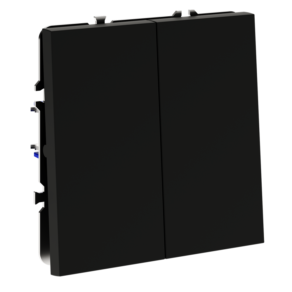 Перекрестный переключатель встраиваемый двухклавишный 10А, черный матовый Voltum S70 VLS020508, Пластик Soft touch