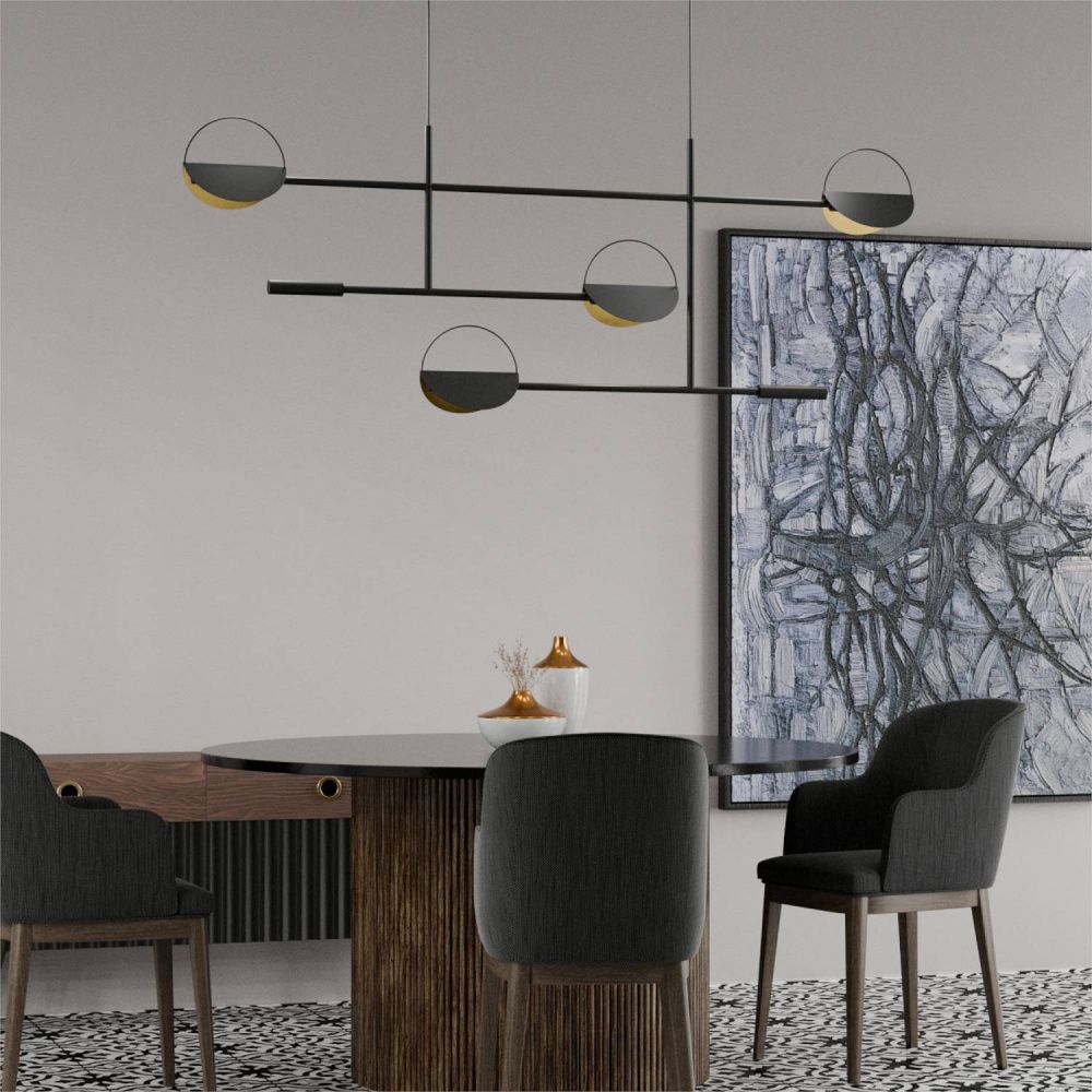 Подвесная люстра 130*55-200 см, 4*LED*6W, 3000-6000K, Lightera Urmia LE113L-130B WIFI, Черный