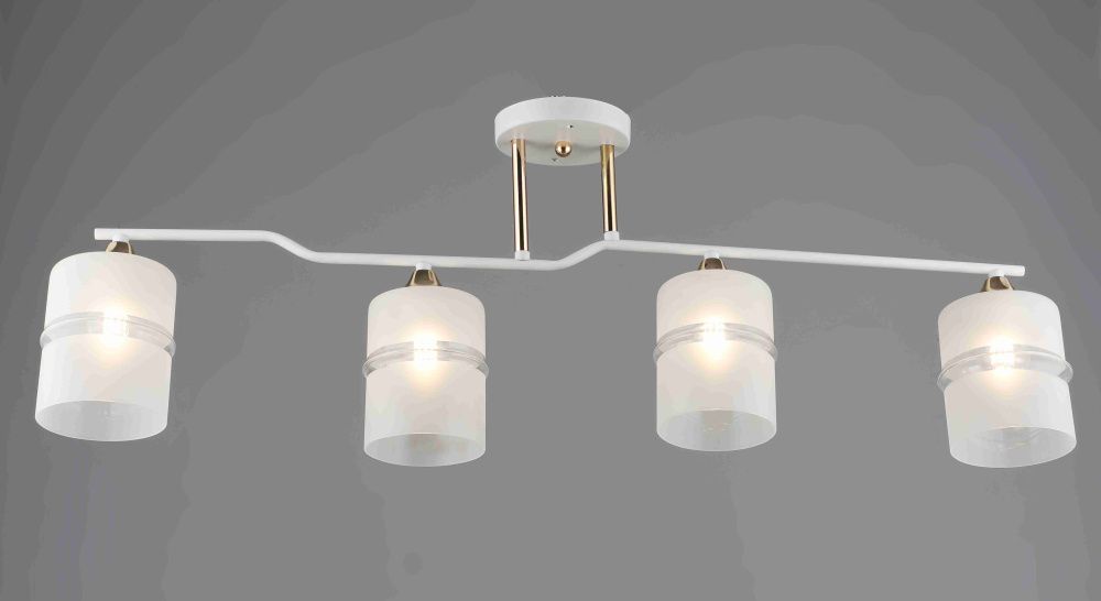 Люстра L850 x W120 x H300, мм, 4*40W (160W), WT+FGD(БЕЛЫЙ+ЗОЛОТО) Rilon 2283/4 WT+FGD