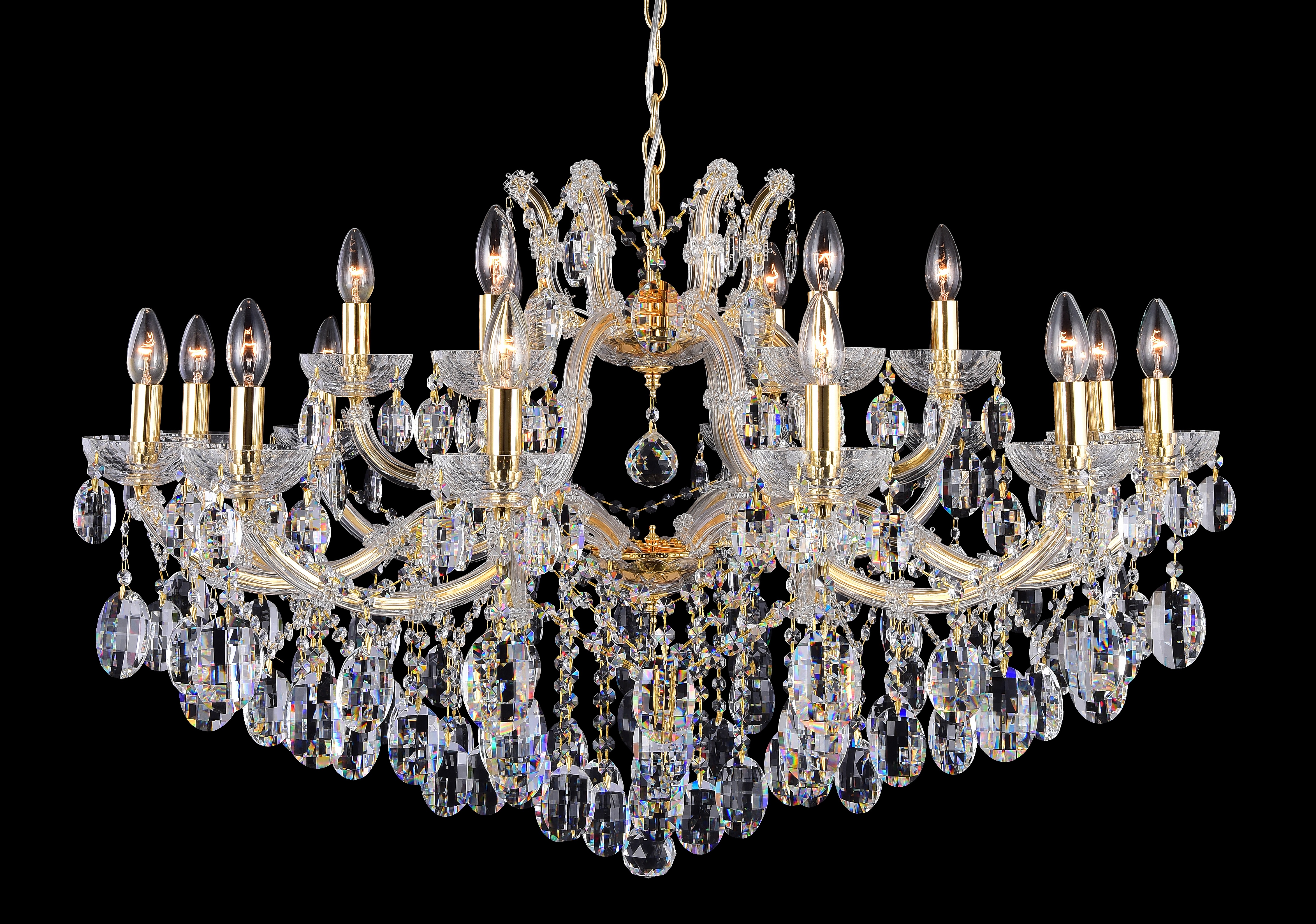 Люстра 95 см, Crystal Lux HOLLYWOOD SP12+6 GOLD Золотой/Прозрачный
