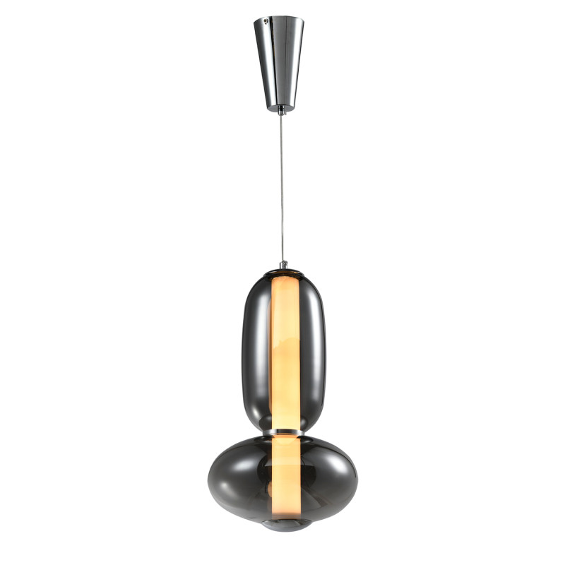 Подвесной светильник 21*204,5 см, 25W, Favourite Vapor 4254-2P хром, дымчато-серое стекло