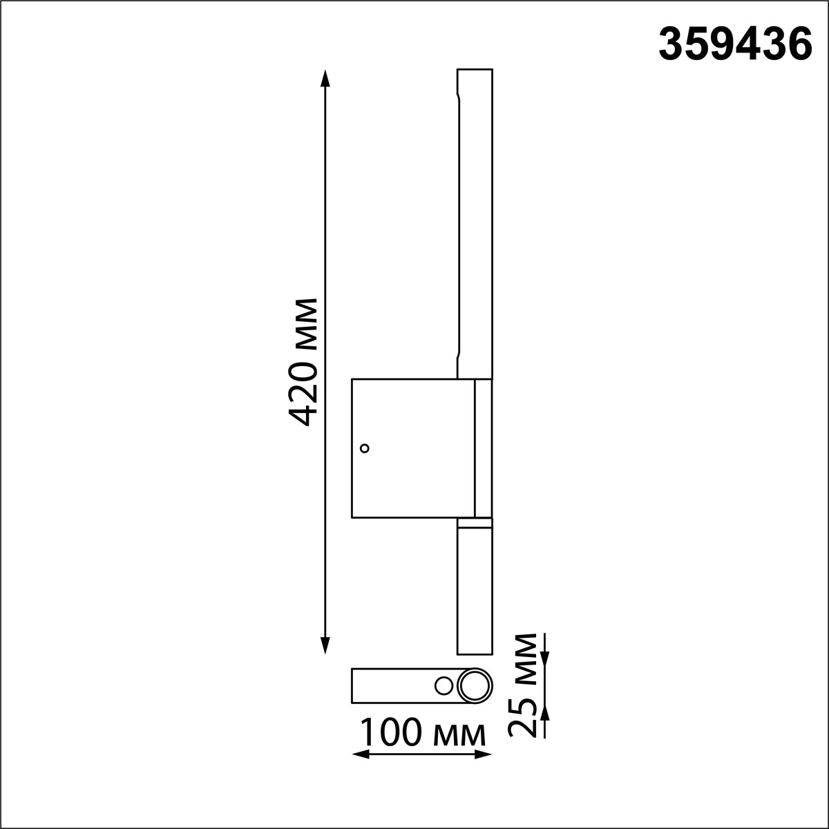 Бра 10*42*2,5 см, 5W+3W, 3000K NOVOTECH OVER FERMO 359436 черный