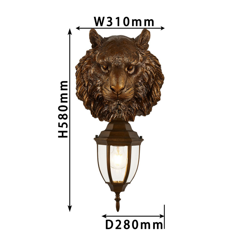 Уличный светильник Favourite Hant 2818-1W, D280*W310*H580, Каркас коричневого цвета, плафон из прозрачного стекла