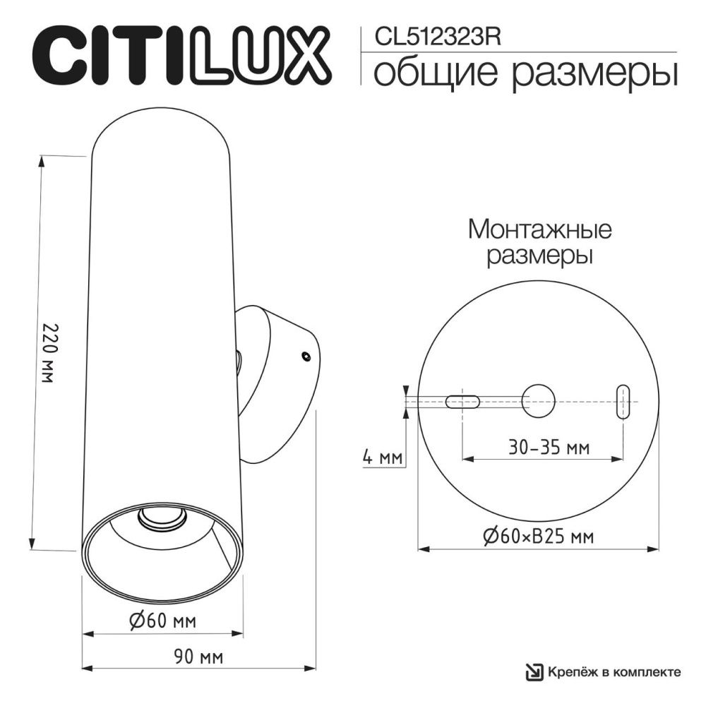 Светильник 22 см, Citilux AXEL CL512323R, черный-бронза