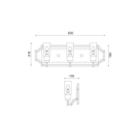 Бра 13*63*22 см, 3*E14 античный шампань Vele Luce Elsa VL4214W03