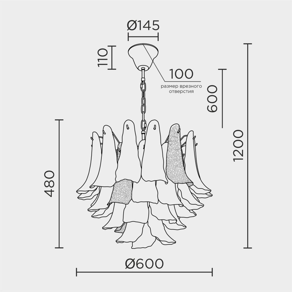 Подвесная люстра 60*62/120 см, 10*Е14 MODELUX premium ML.6777.10P GD золото