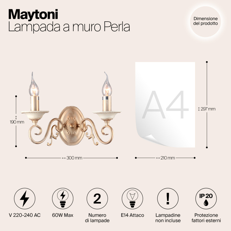 Бра Maytoni ARM337-02-R Кремовое золото
