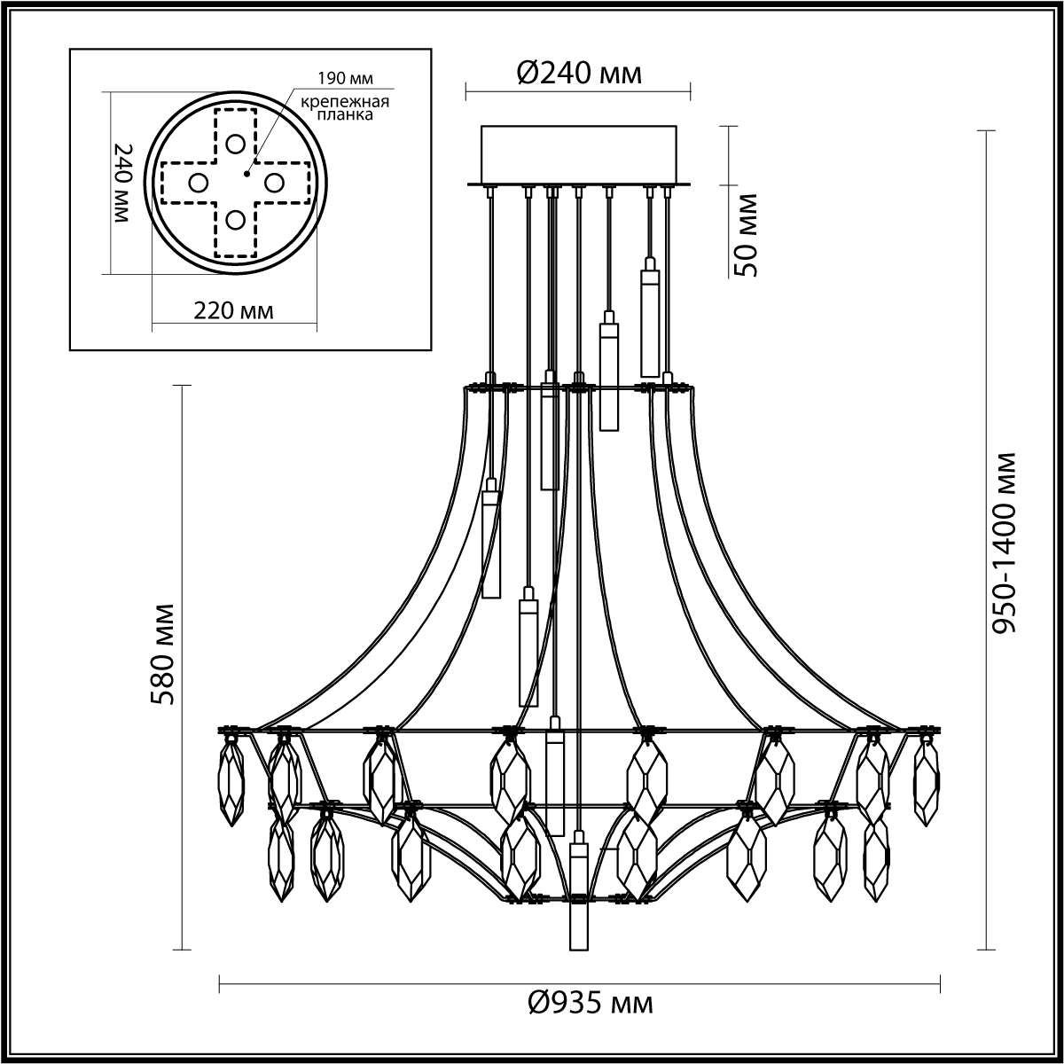 Потолочный светильник 103*LED*51W, 4000К, 4590lm Odeon Light Flamenco 7000/51CL, золото