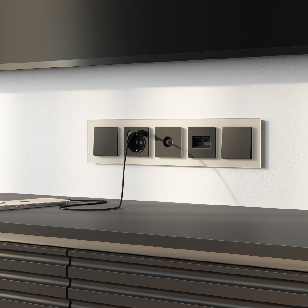 W0053111 Рамка на 5 постов Senso, шампань, стекло soft-touch Werkel, 4690389214295