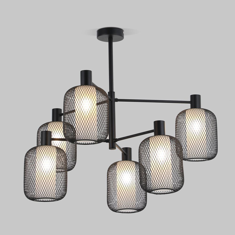 Светильник 78,5*78,5*60 см, 6*E14*60W, Eurosvet Voile 30191/6, черный, a069160