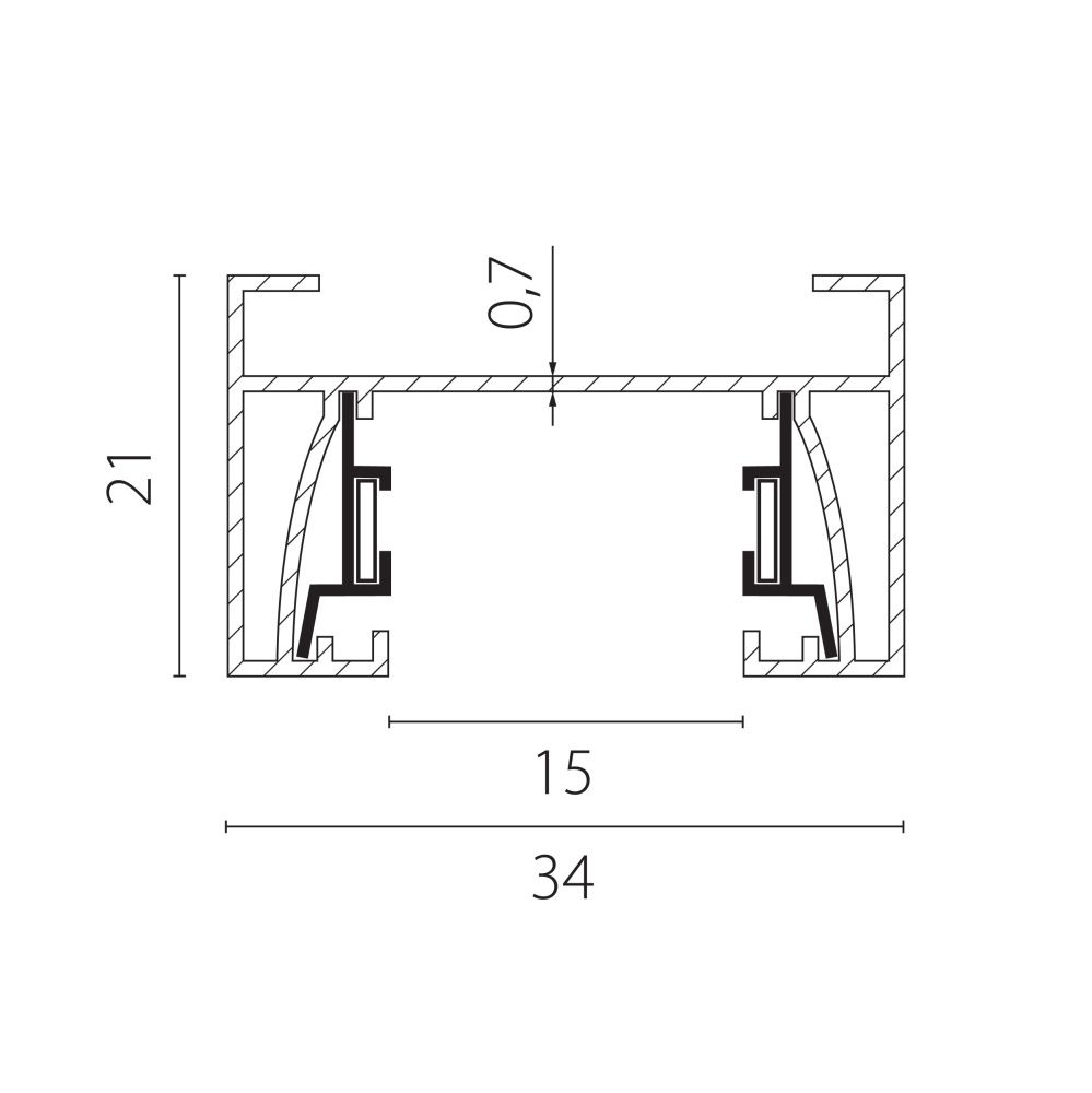 Трек 2-контактный со стыковочным пазом, 2м 200*3,4*1,7 см, Lightstar Barra 502025-T, Матовый Белый