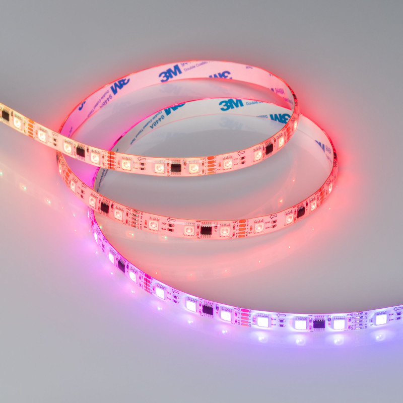 Лента герметичная DMX-SE-B60-10mm 12V RGB-PX3 (14 W/m, IP65, 5060, 5m), Arlight 039604. Цена указана за 5 метров. Продается кратно 5 метрам.