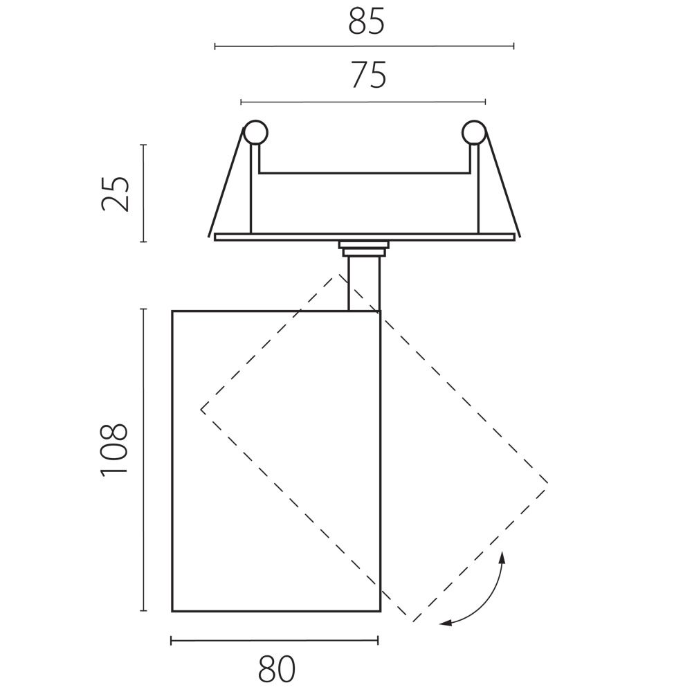 Светильник встраиваемый *8*10,8 см, *30W, 3000K, Lightstar Alta Base A5337RS, Черный