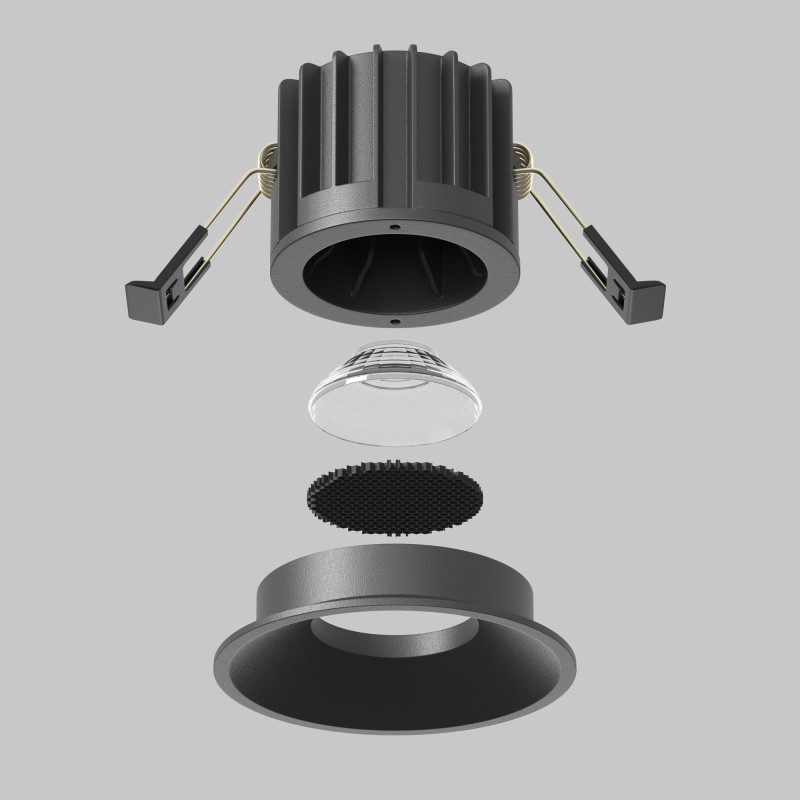Встраиваемый светильник 8*8*6 см, LED, 12W, Maytoni Technical ROUND DL058-12W-DTW-B черный