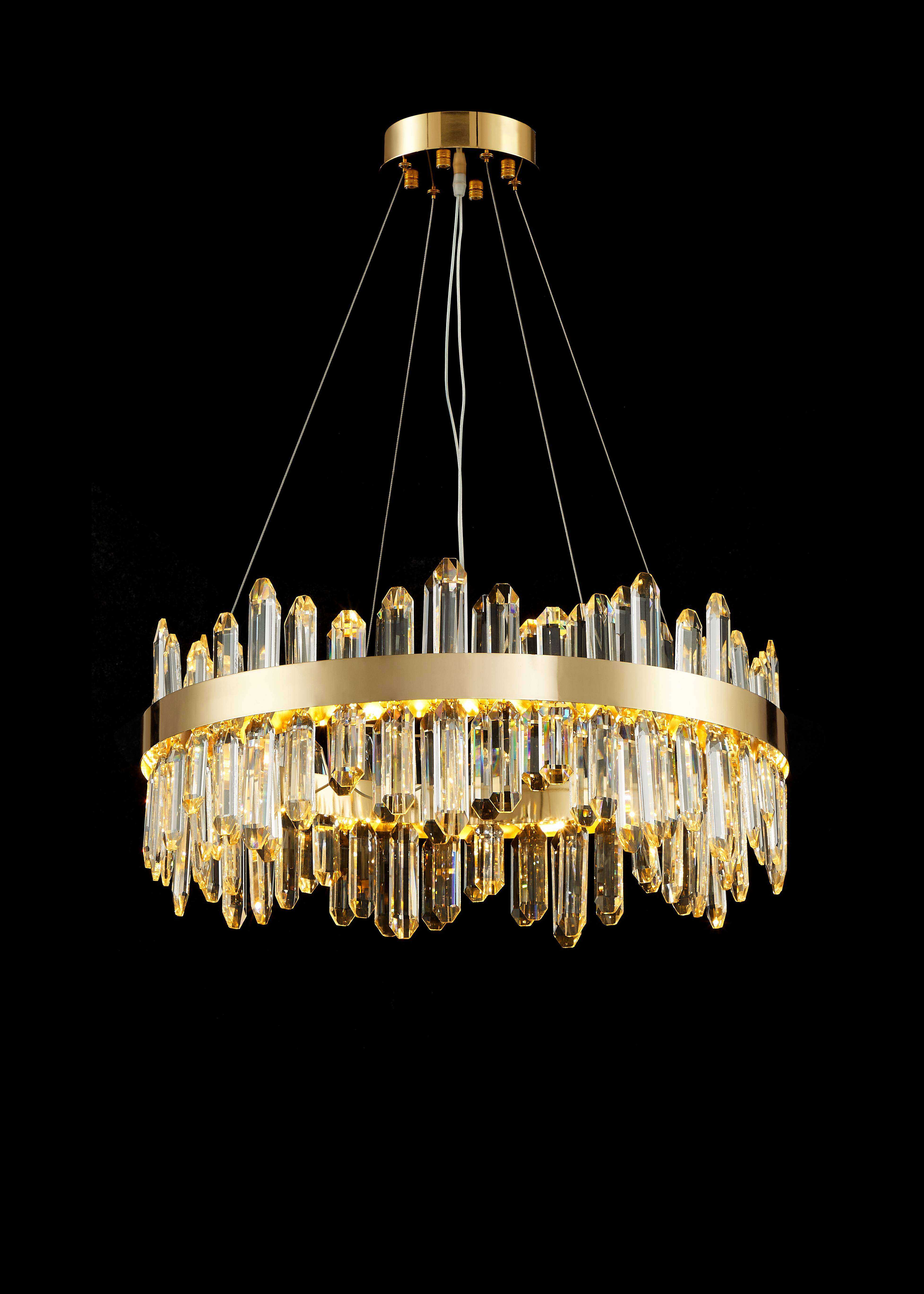 Люстра  600*240, LED, 122W 3000-6500K NewRgy Cristallo Y92-ф600*H240 H-GOLD, H-GOLD