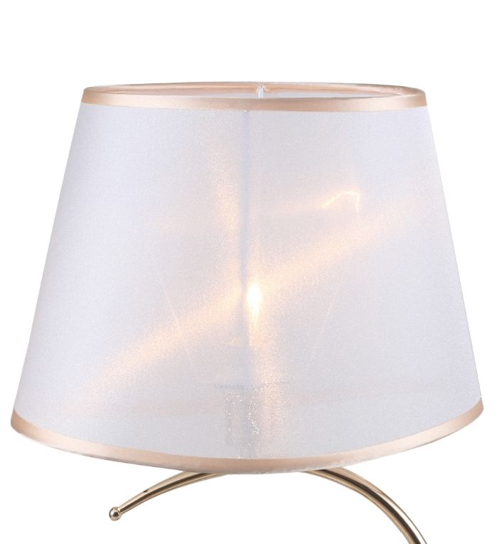 Настольная лампа F-Promo Charm 2756-1T, D270*H480, французское золото, плафон из белой ткани с золотой лентой, подвес из хрусталя высшего качества