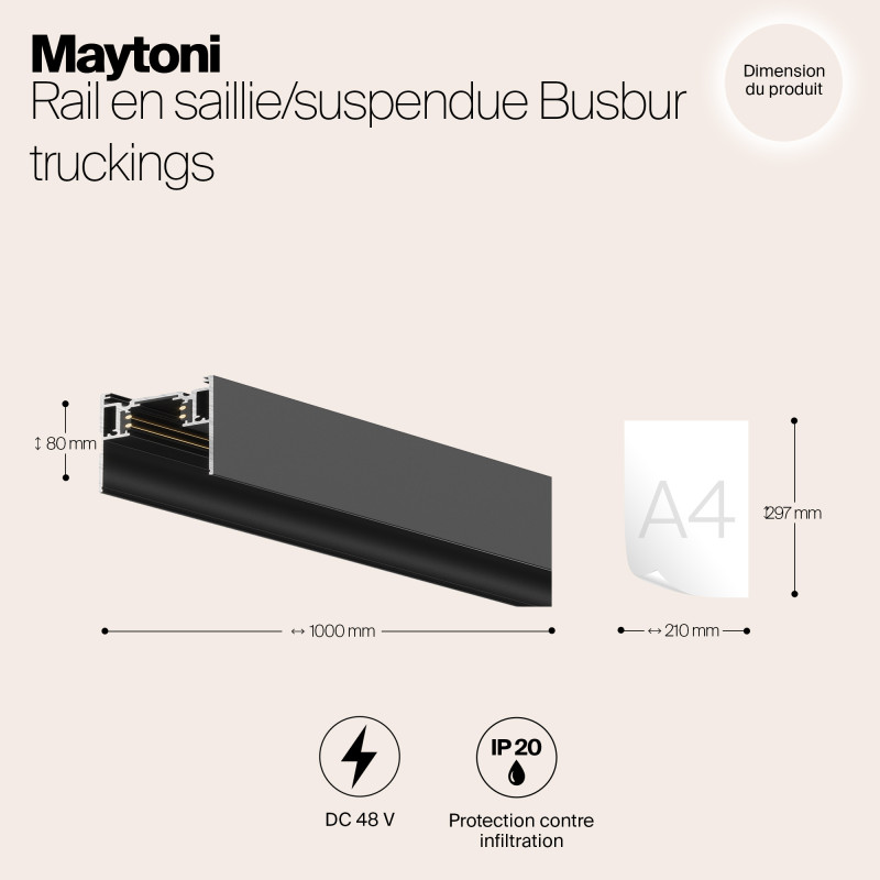 Шинопровод 100 см накладной/подвесной Maytoni Technical Magnetic track system S35 TRX004-211B черныйIP 20