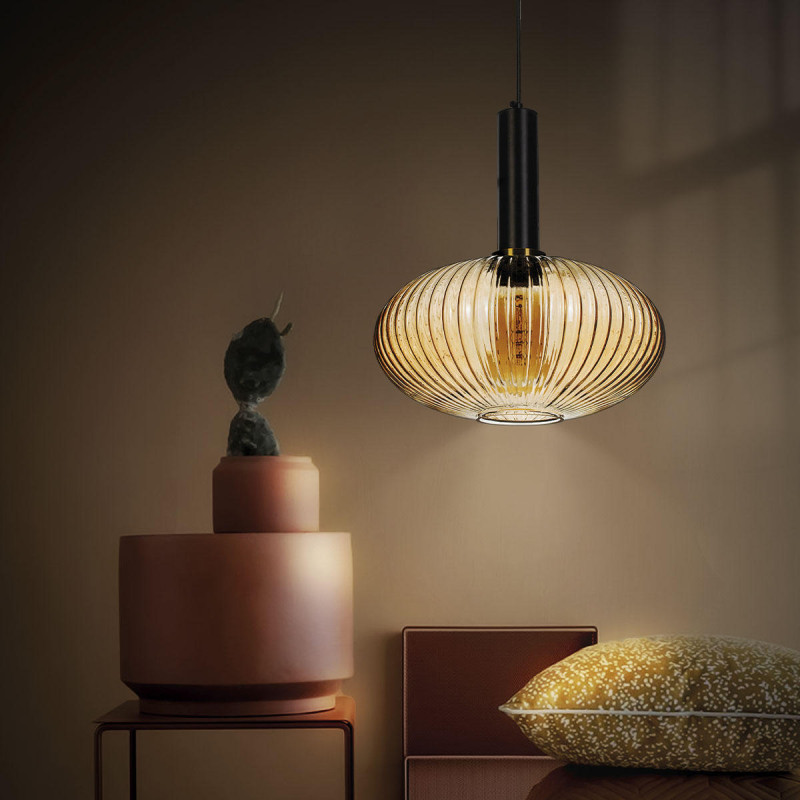 Подвесной светильник 30 см LOFT IT Iris 2071-C+BL черный, латунь