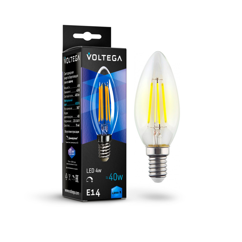 8461 Лампа светодиодная диммируемая Voltega Crystal 5W 400Lm 4000K E14