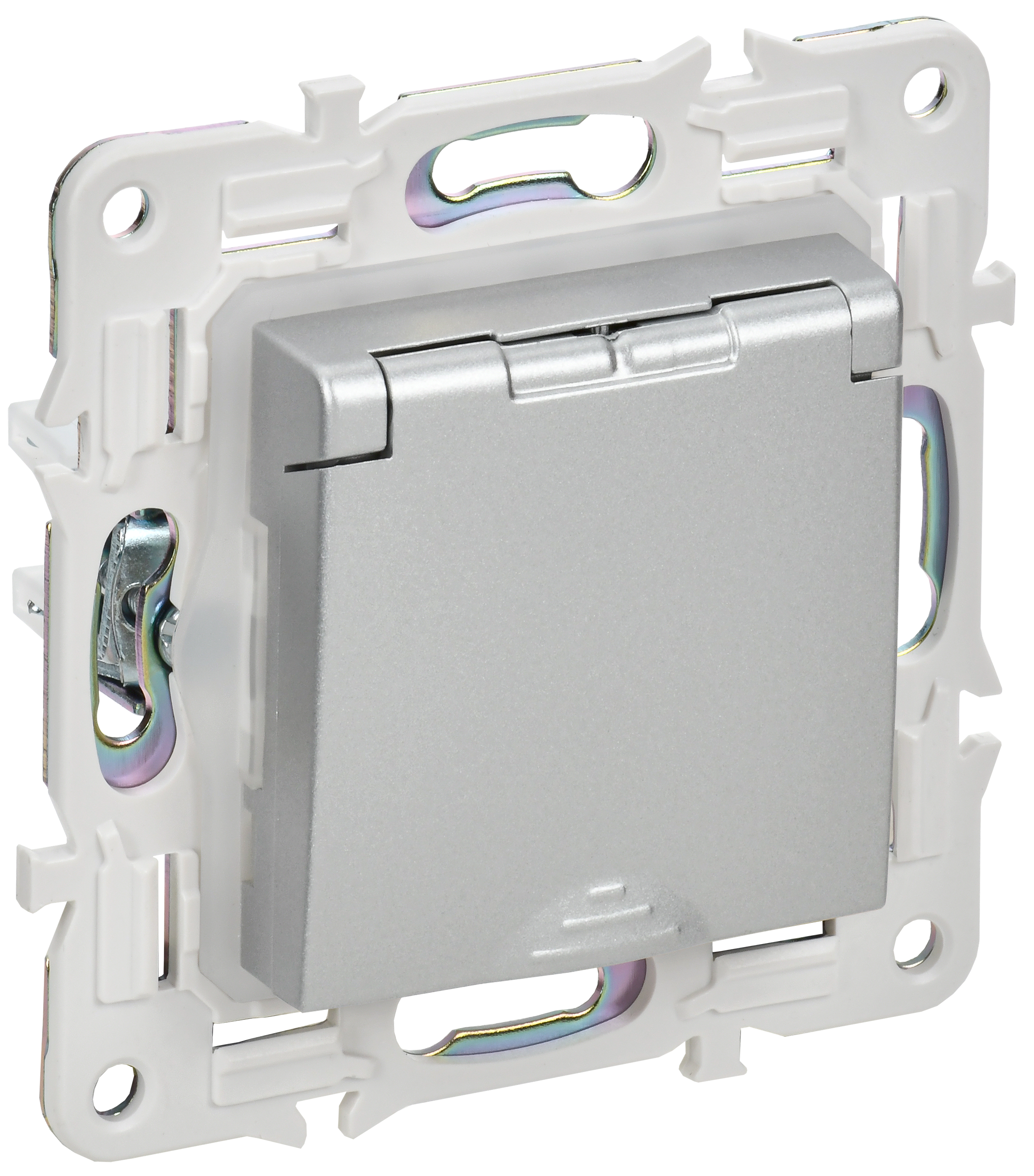 SKANDY Розетка з/к/ш кр. 16А IP44 SK-R11S сереб. IEK, SK-R16-16-44-K23