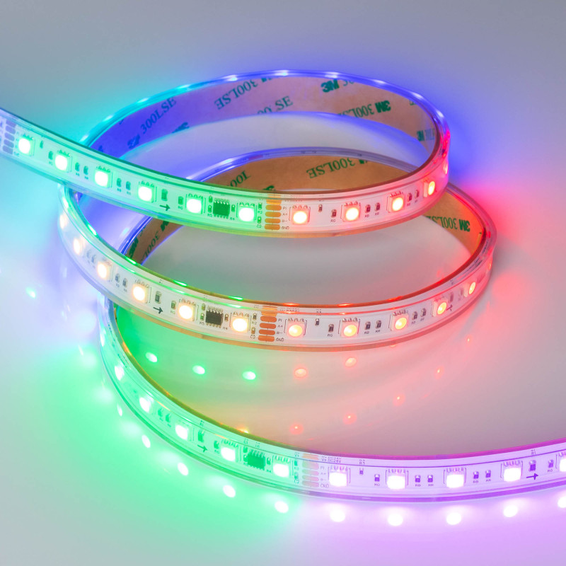 Лента герметичная DMX-PS-B60-15mm 24V RGB-PX6 (15W/m, IP67, 5060, 5m), Arlight 037090. Цена указана за 5 метров. Продается кратно 5 метрам.