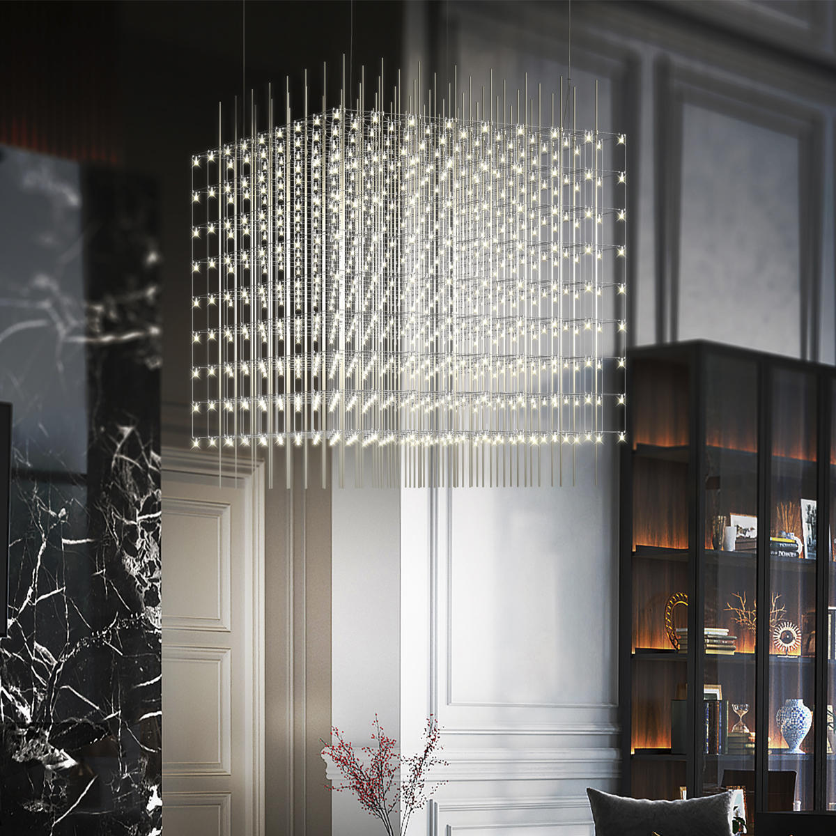 Подвесной светильник 80*80*80 см, 180*LED*0,7W 3000K LOFT IT Maze 10348/800 хром