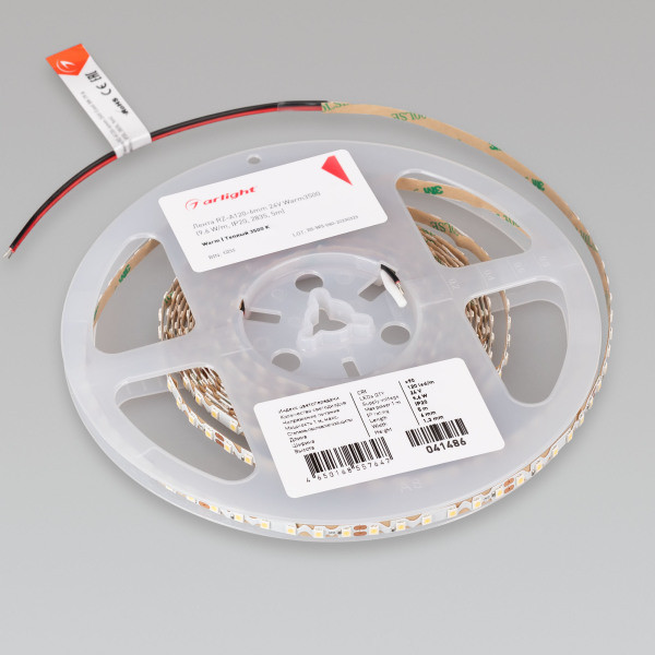 Лента RZ-A120-6mm 24V Warm3500 (9.6 W/m, IP20, 2835, 5m), Arlight 041486. Цена указана за 5 метров. Продается кратно 5 метрам.