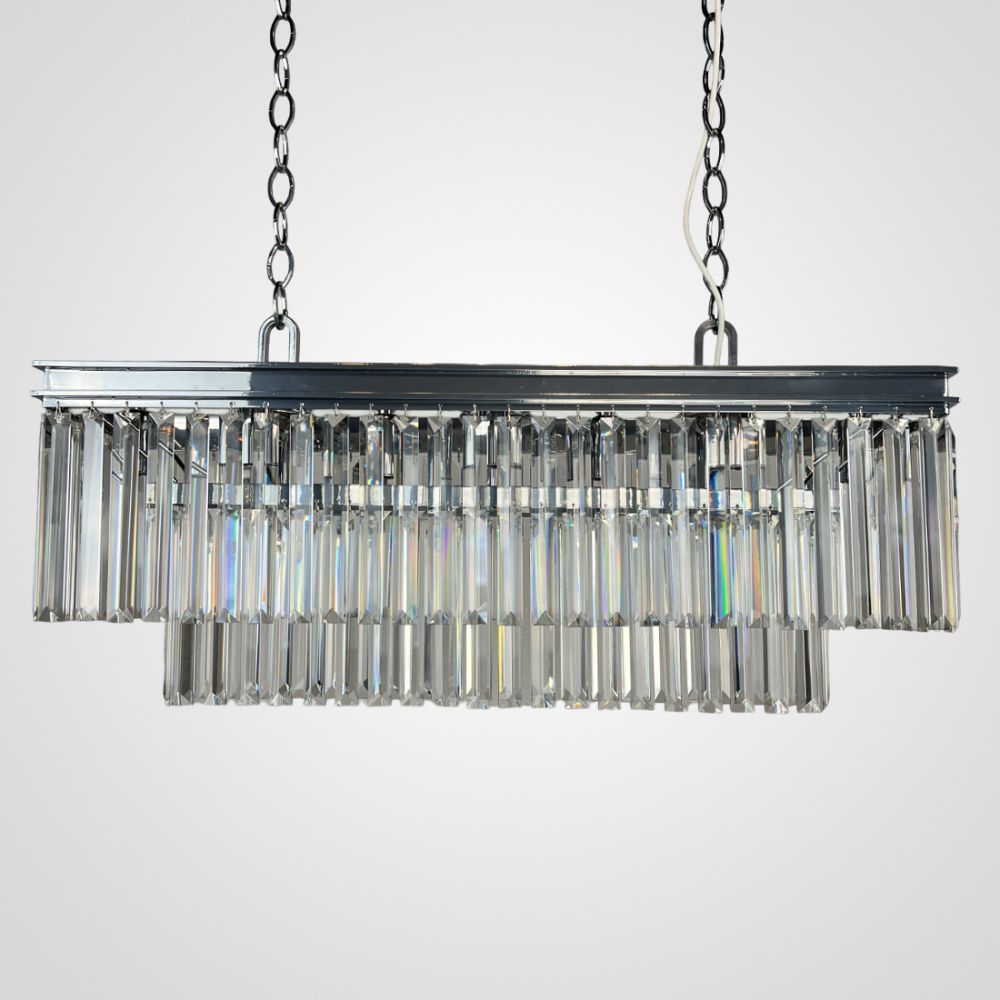 Подвесная люстра RH 1920S ODEON CLEAR GLASS FRINGE chrome 94*47*47 см, 8*E14*40W, ImperiumLoft 40.1536, Хром