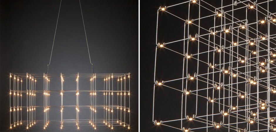 Подвесная люстра Quasar Cosmos Square LED pendant light 80/80/80 80*80*80 см, 100*LED*1W, ImperiumLoft 40.2440, Серебристый