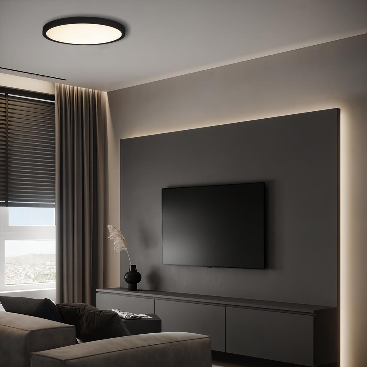 Потолочный светильник 50*3 см, 1*LED*40W 4000K черный LOFT IT Extraslim 10227/40 Black