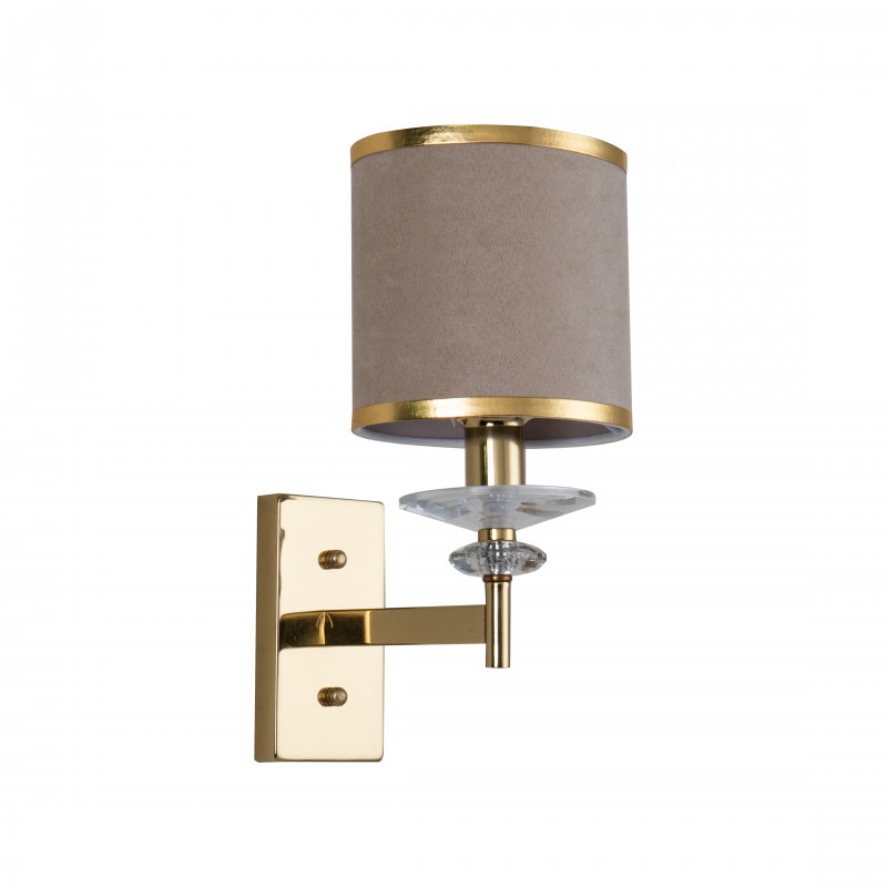 Бра Favourite Rocca 2689-1W, D220*W145*H270, латунь, абажур из бежевой бархатистой ткани с золотой тесьмой
