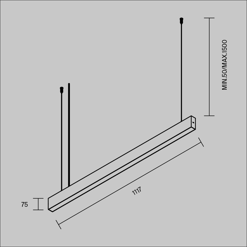 Подвесной светильник 3*153 см, *LED*36W, K, Maytoni BASIS P070PL-2.7-3-4K-B, Черный