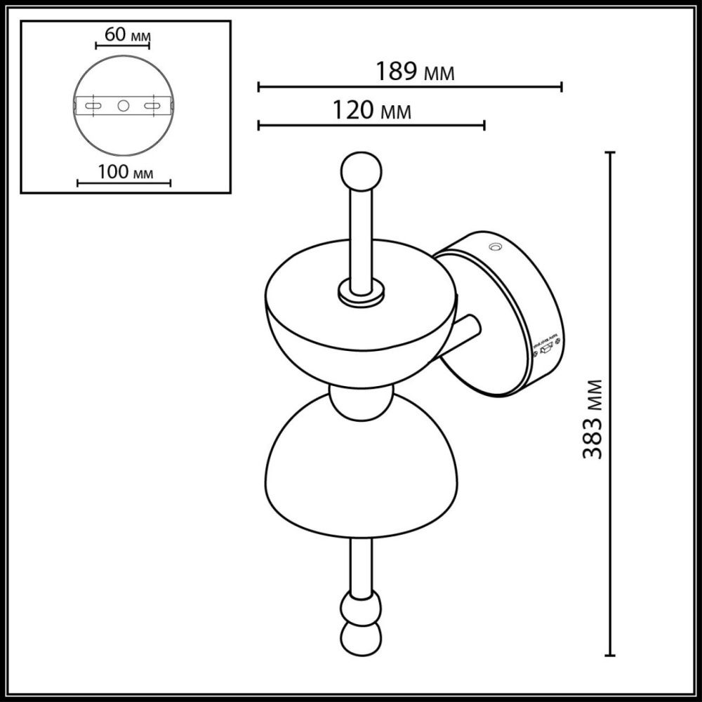Бра 19*20*38- см, 1*LED*7W, 3000K, Odeon Light Feliz 6685/7WL, бронзовый
