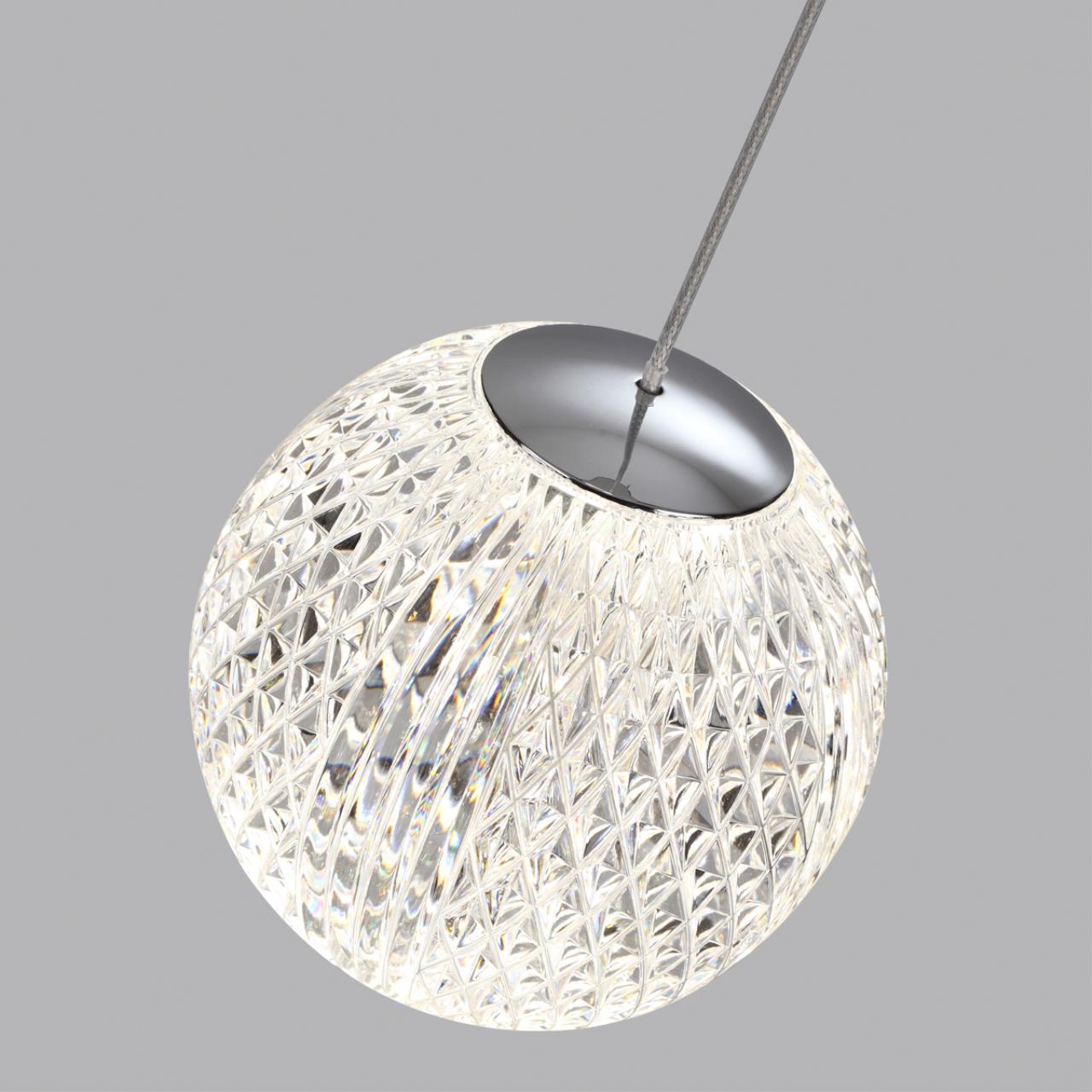 Подвес 11*11*263,5 см, 1 LED*5W, 4000 К, Odeon Light Crystal, хром 5007/5LA
