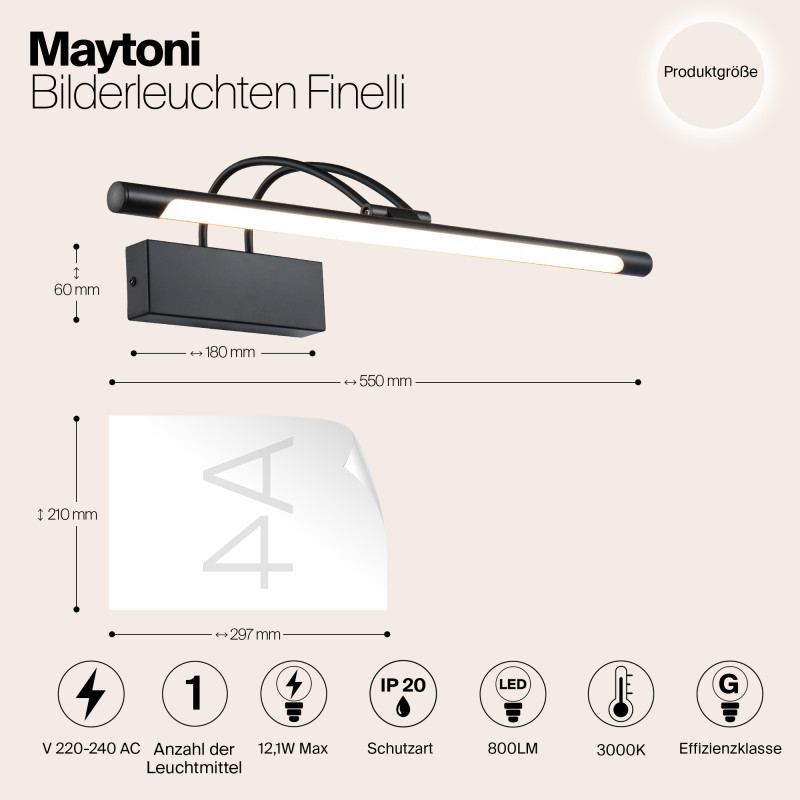 Подсветка 55 см Maytoni Finelli MIR004WL-L12B, черный