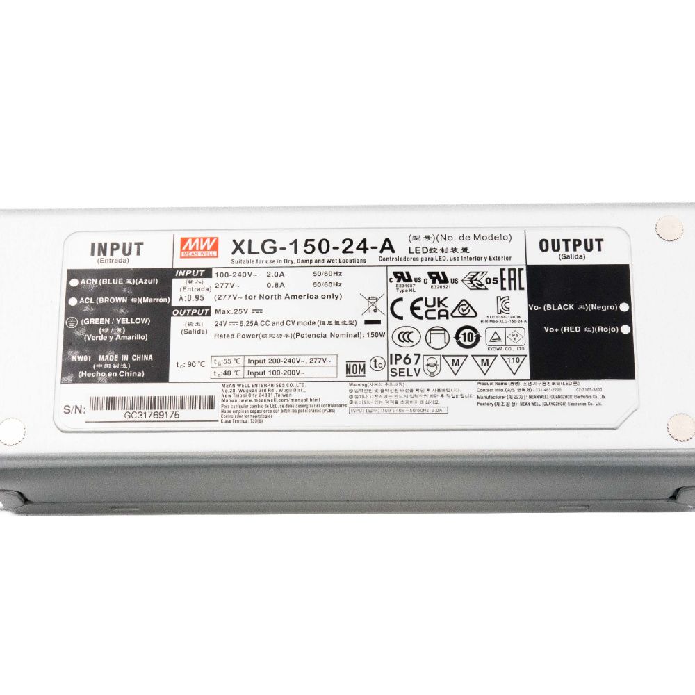 Блок питания 150W, IP67, output:24V 2001-DC-200, Meanwell 150W  Favourite для светодиодной ленты 2001-DC-200, L180*W63*H35