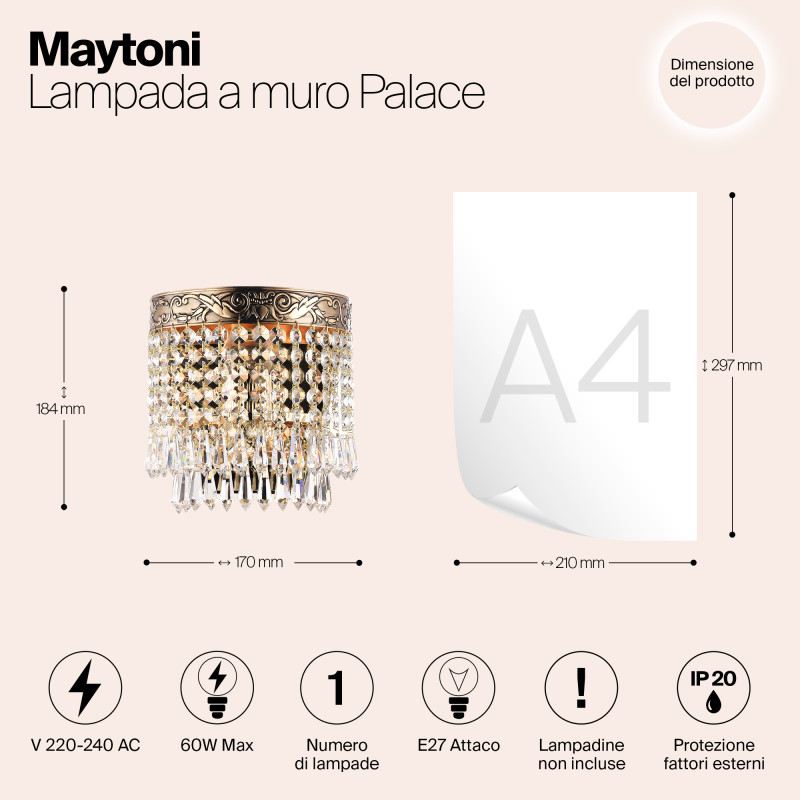Настенный светильник Maytoni Palace DIA890-WL-01-G, золото