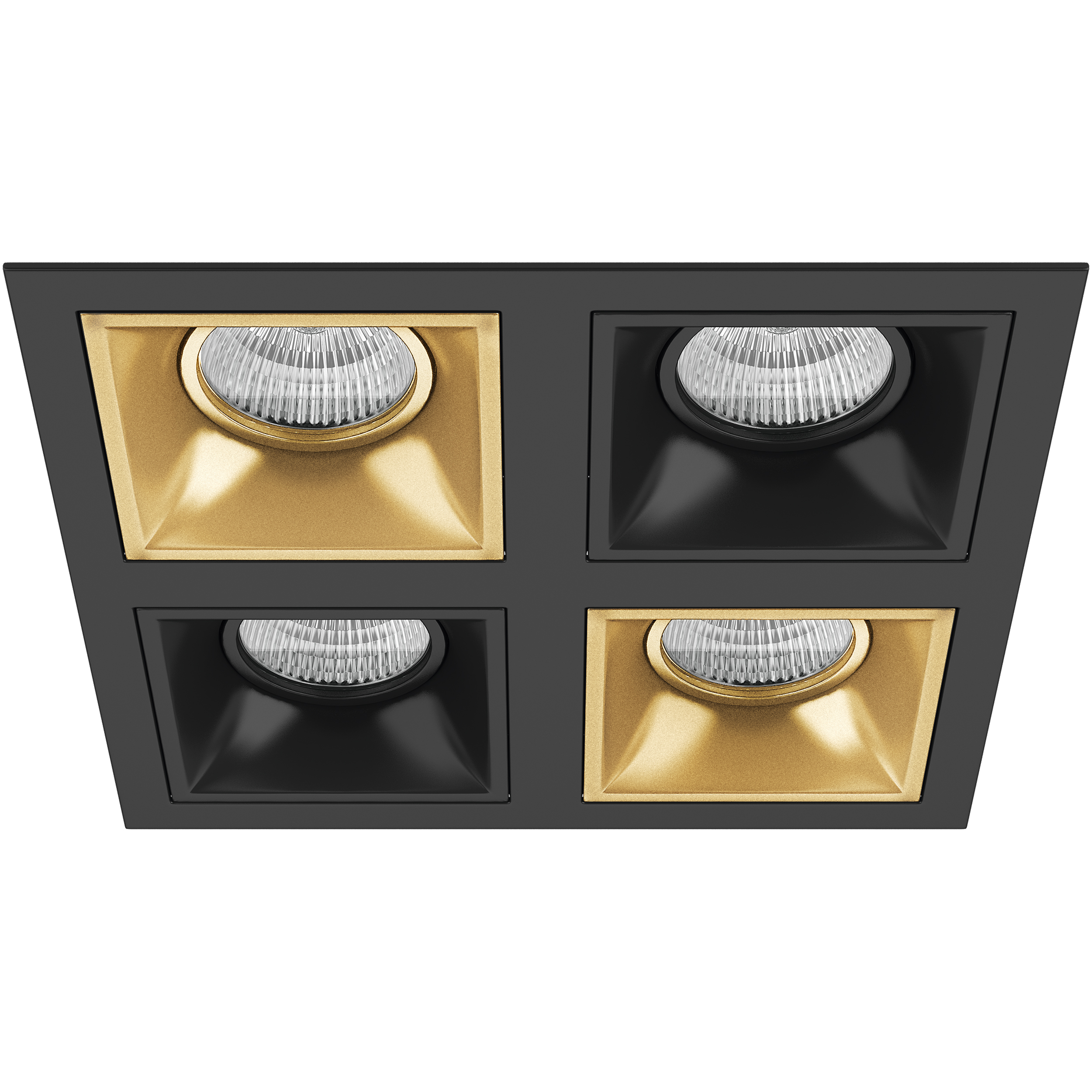Комплект из светильников и рамки DOMINO 21,5*21,5 см, 4*Gu5.3*26W, Золото; Черный Lightstar Domino D54703070307